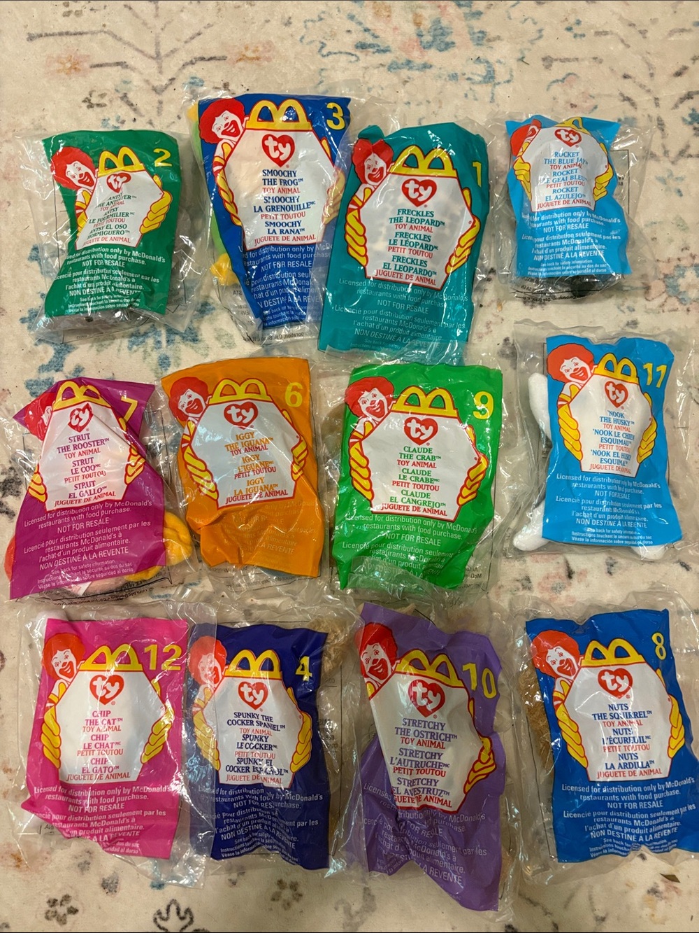 McDonald's TY Beanie Babies Lot - some have the 1993 error on the plushy tag. 12